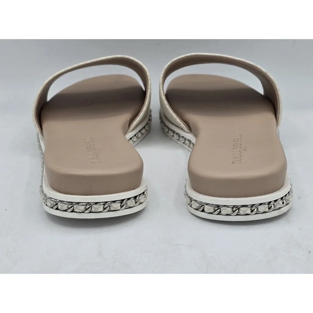 Karl Lagerfeld Paris Women's Billisnake Slide Sandal Slip on iridescent Sz 7.5 M